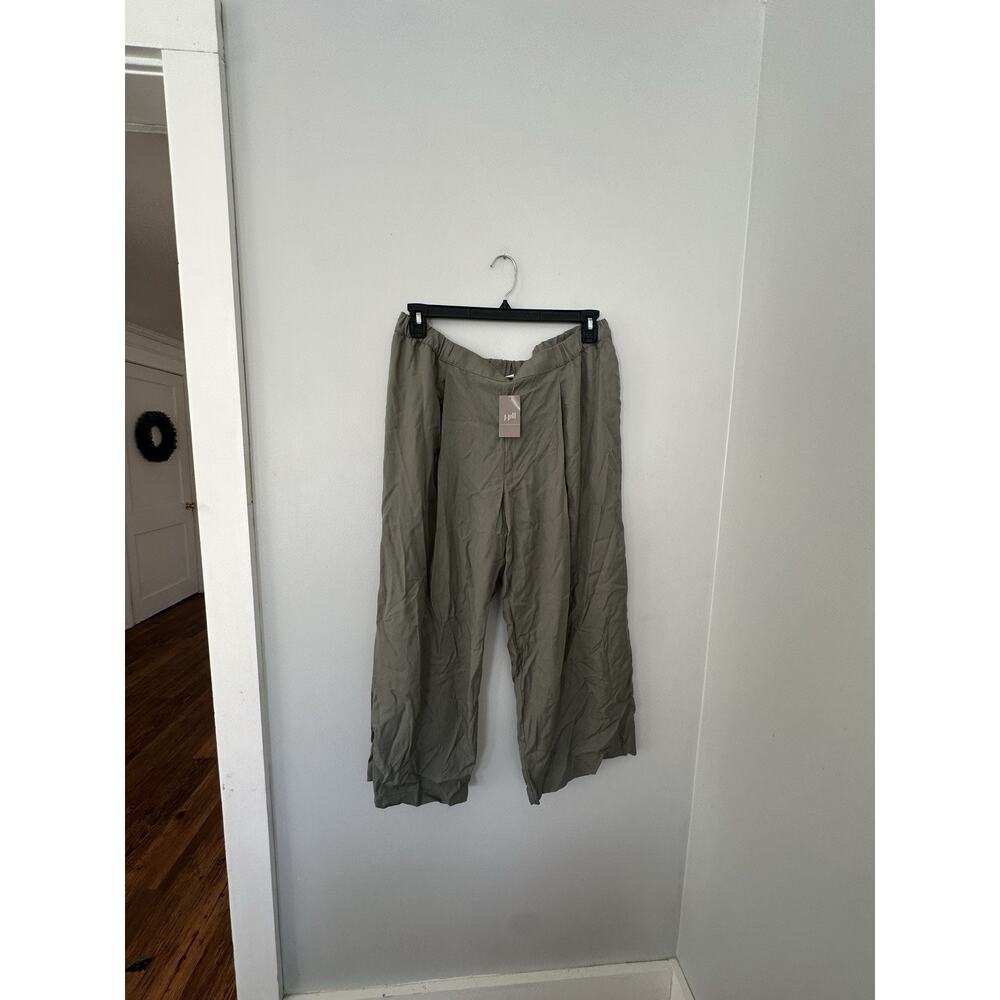 J Jill Wide Leg Pants Women Size Large Peatmoss Green Casual Elastic Waist NEW